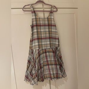 Suno Plaid Tartan Cotton Gray Purple Swing Dress Size 0